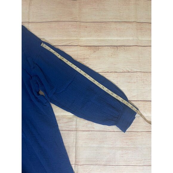 Aura Women's Blue Button Front Long Sleeve Midi Dress - Medium - Picture 9 of 13